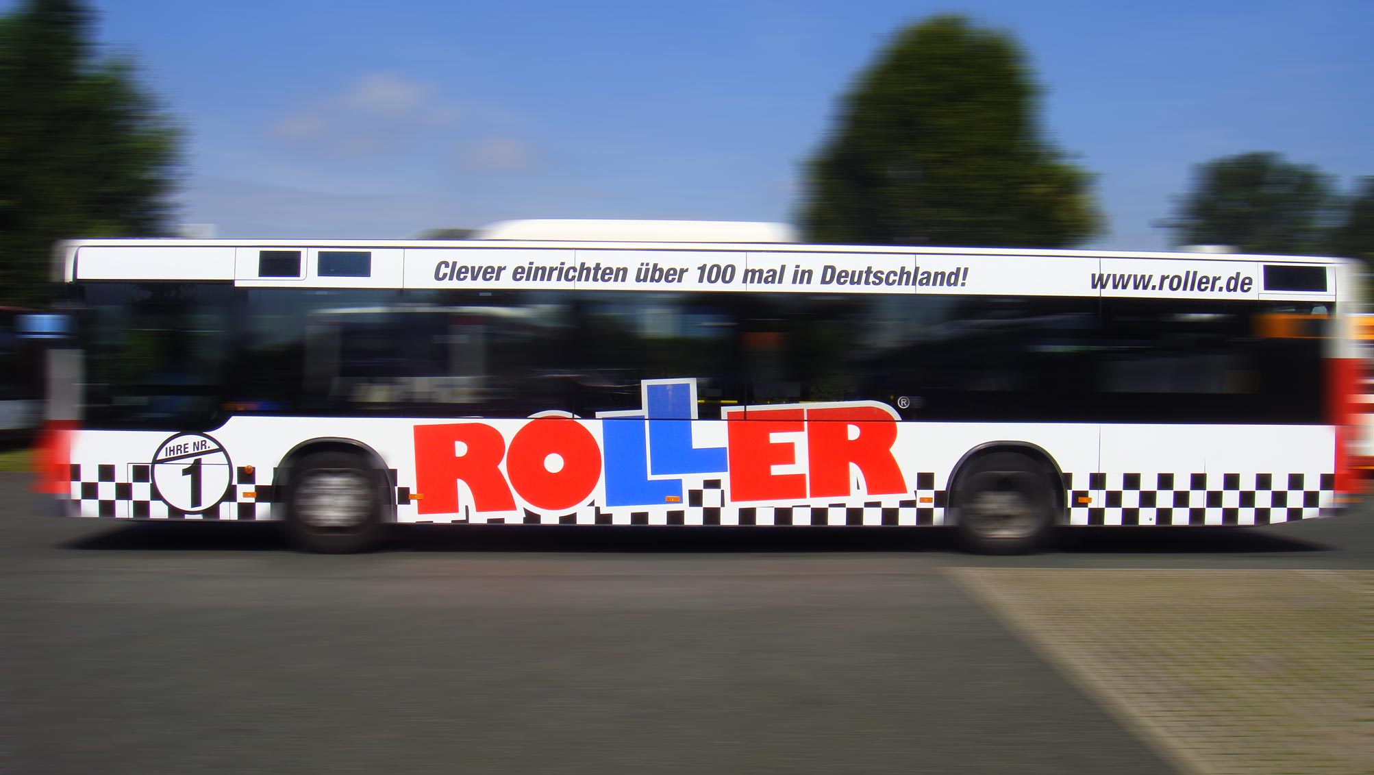 Buswerbung - Möbel Roller - Fahrerseite